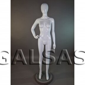 Baltas moteriškas manekenas - blizgus - modelis 6007-B-BLIZG - pilno ūgio. Plastikas.