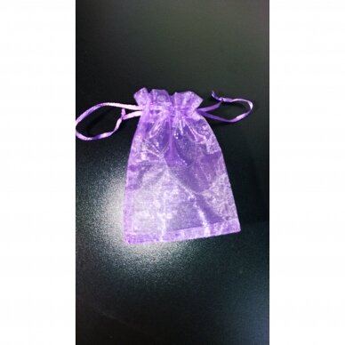 Papuošalų maišeliai - 7 x 9 cm, organza, šviesiai violetinė spalva,100 vnt 1