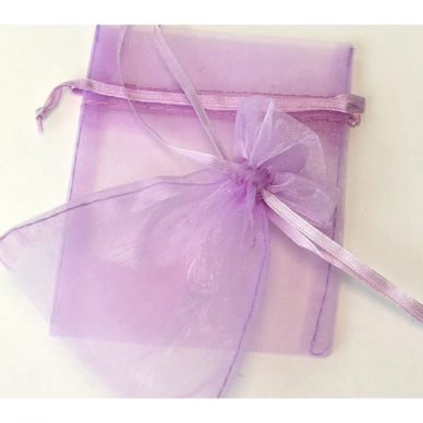 Papuošalų maišeliai - 7 x 9 cm, organza, šviesiai violetinė spalva,100 vnt 2